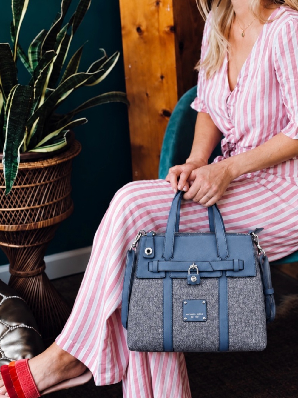 RARE Henri BENDEL Denim Tweed Mini Convertible Jetsetter Backpack Crossbody Bag